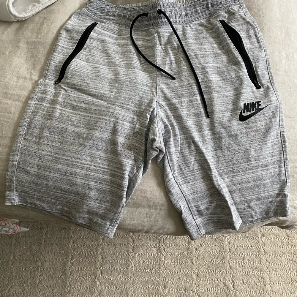 Nike Gray and Black Athletic Shorts with Elastic Waistband